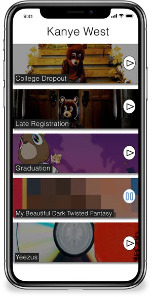 Music Player Album Selection Screen PNG image