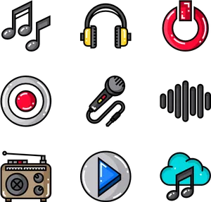 Music Related Icons Set PNG image