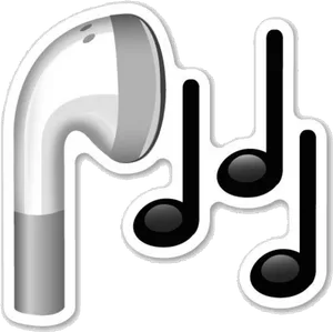 Musical Note Earbud Design PNG image