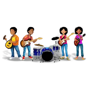 Musician And Band Cartoon Character Png 1 PNG image