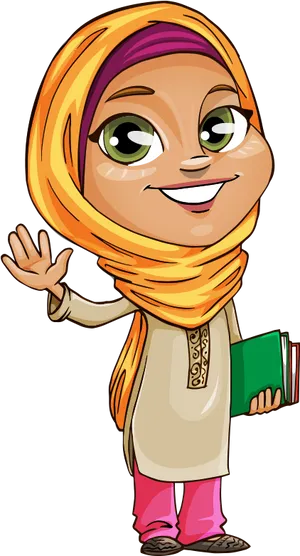 Muslim Girl Cartoon Character Hijab PNG image