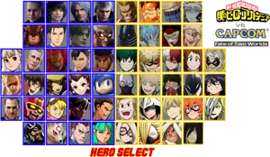 My Hero Academiavs Capcom Character Select Screen PNG image
