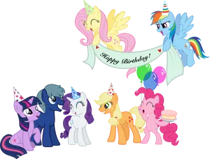 My Little Pony Happy Birthday Celebration PNG image