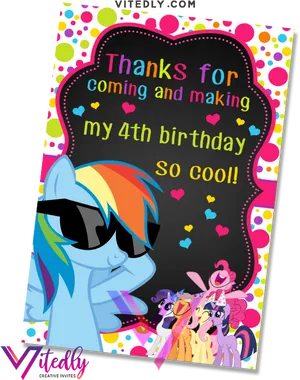 My Little Pony4th Birthday Thank You Card PNG image