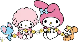 My Melodyand Friends Flower Garland PNG image