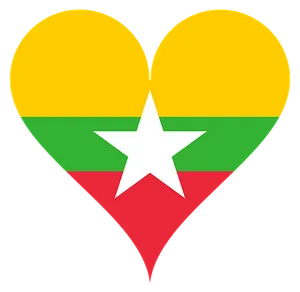 Myanmar Flag Heart Shaped