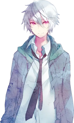 Mysterious_ Anime_ Boy_with_ Silver_ Hair PNG image