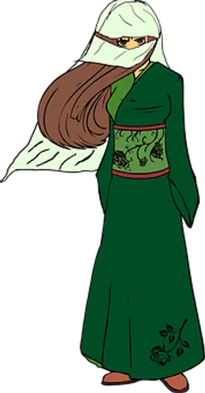 Mysterious_ Anime_ Character_ Green_ Robe PNG image