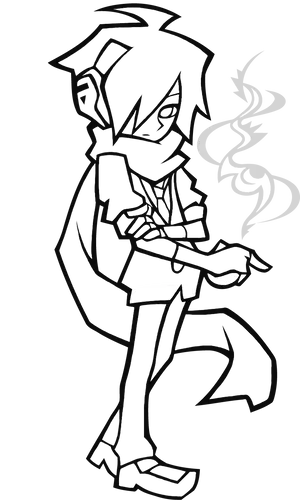 Mysterious Anime Character Lineart PNG image