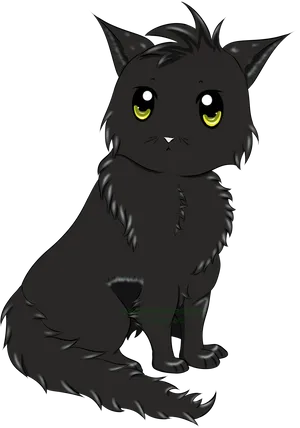 Mysterious Black Catwith Yellow Eyes PNG image
