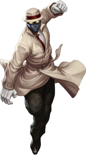 Mysterious Detective Anime Character PNG