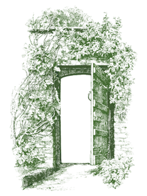 Mysterious Green Doorway Vintage