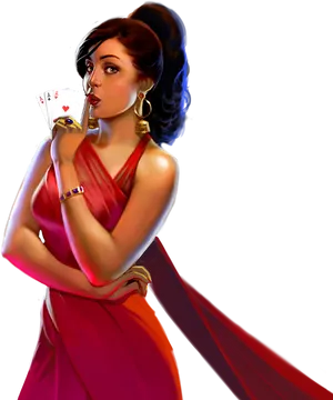 Mysterious Indian Girlwith Cards PNG image