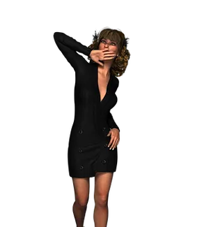 Mysterious Womanin Black Dress