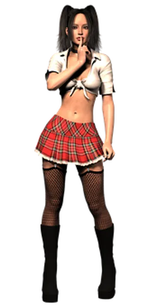 Mysterious Womanin Plaid Skirt