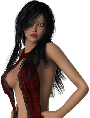 Mysterious Womanin Red Dress