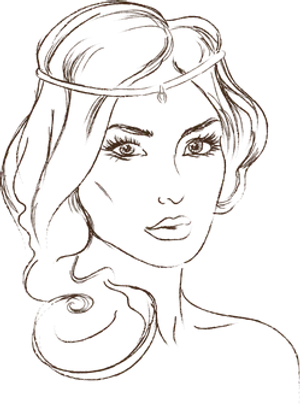 Mystic Woman Outline Art