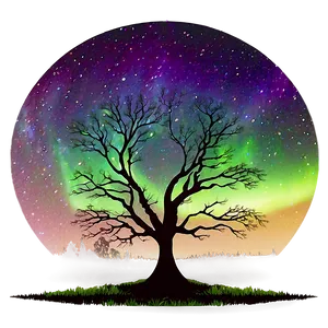 Mystical Aurora Trees PNG 05042024 PNG