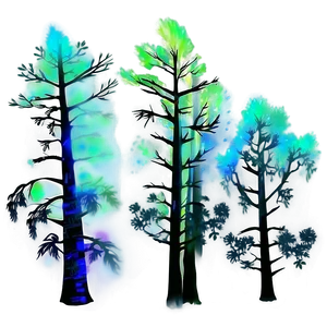 Mystical Aurora Trees PNG 78 PNG