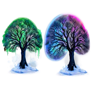 Mystical Aurora Trees PNG Pxl96 PNG