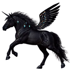 Mystical Black Unicorn Horse Png 20 PNG image