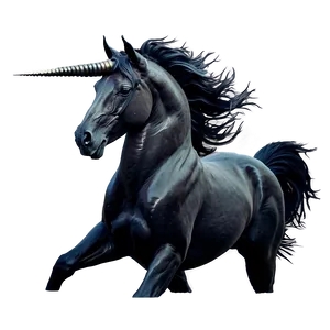 Mystical Black Unicorn Horse Png Vvb15 PNG image