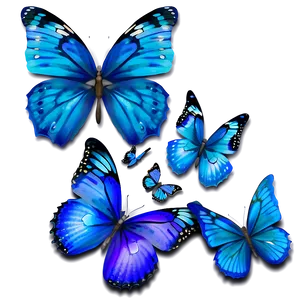 Mystical Blue Butterflies PNG 06132024 PNG
