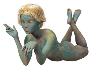 Mystical_ Blue_ Creature_ Reclining