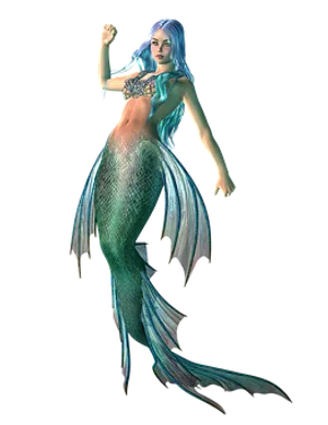 Mystical Blue Mermaid PNG image