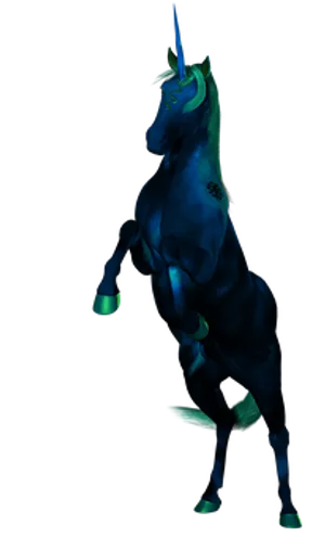 Mystical Blue Unicorn Standing PNG image