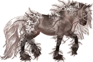 Mystical Dappled Horse Illustration PNG image