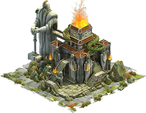 Mystical Fire Temple Illustration PNG image