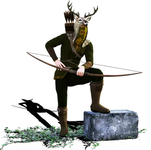 Mystical Forest Hunter PNG image