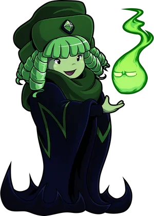 Mystical Green Witch Character PNG image