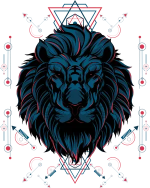 Mystical_ Lion_ Sacred_ Geometry_ Art PNG image