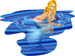 Mystical Mermaid Emerging From Water PNG image