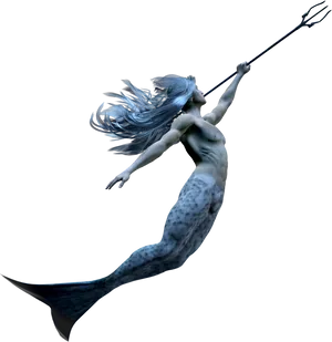 Mystical Mermaidwith Trident PNG