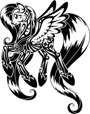 Mystical Pegasus Tattoo Design PNG image