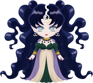 Mystical_ Sea_ Queen_ Animated_ Character PNG image