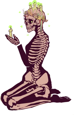 Mystical Skeleton Candle Meditation PNG image