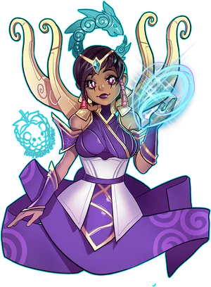 Mystical Sorceress Casting Spell PNG image