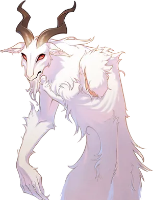 Mystical White Goat Artwork PNG image