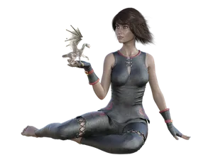 Mystical_ Woman_ Holding_ Dragon