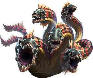 Mythical Hydra Monster Illustration PNG image