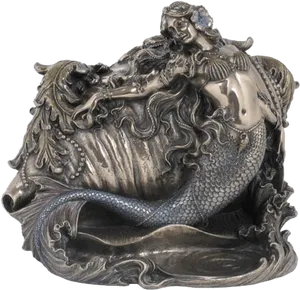 Mythical Mermaid Conch Sculpture PNG image