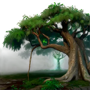 Mythical Tree Of Life In Mist PNG Bmp
