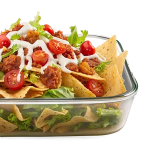 Nachos With Caesar Salad Topping PNG Xds PNG