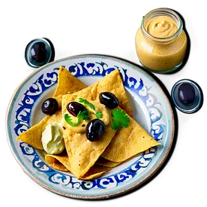 Nachos With Hummus And Olives PNG Ege PNG