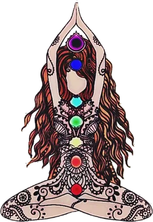 Namaste Yoga Pose Chakras Illustration PNG image