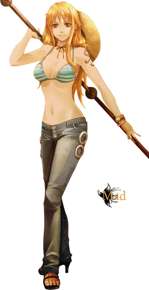 Nami One Piece Character Art PNG image